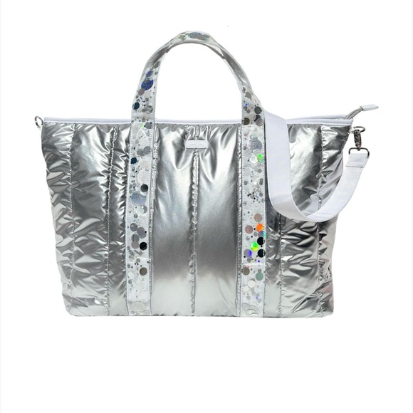 Packed Party Handbags - Packed Party - more metallic duffle bag! Silver travel bag! NWT!
